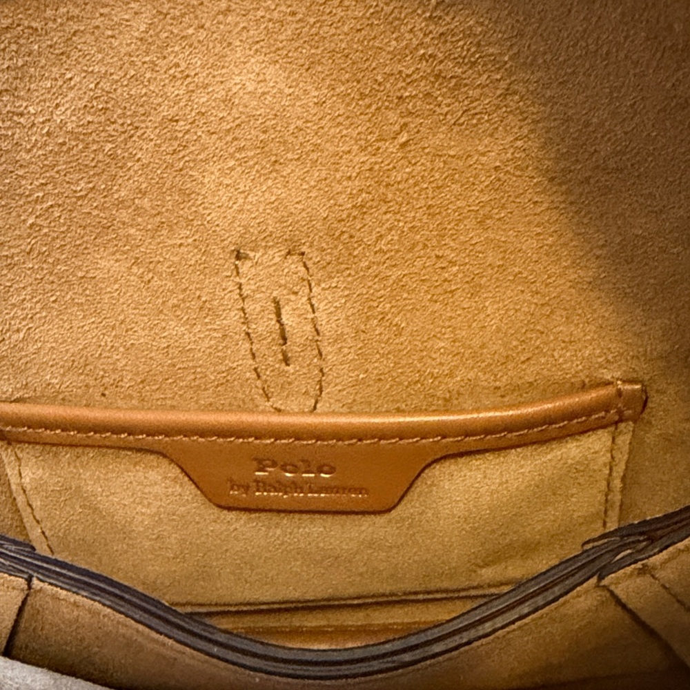 Polo by Ralph Lauren Camel Leather Crescent Shoulder Bag with Gold Hardware - Picture 10 of 10